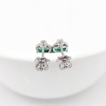 Beautiful Emerald Drop Earrings w Earth Mined Diamonds in Solid 14K Gold EM 7x5
