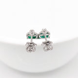 Beautiful Emerald Drop Earrings w Earth Mined Diamonds in Solid 14K Gold EM 7x5