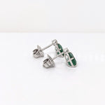 Beautiful Emerald Drop Earrings w Earth Mined Diamonds in Solid 14K Gold EM 7x5