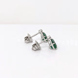 Beautiful Emerald Drop Earrings w Earth Mined Diamonds in Solid 14K Gold EM 7x5