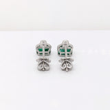 Beautiful Emerald Drop Earrings w Earth Mined Diamonds in Solid 14K Gold EM 7x5