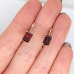 Beautiful Garnet Lever Back Earrings in Solid 14K Gold | Emerald Cut 7x5mm