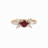 Beautiful Red Ruby Ring w Earth Mined Diamonds in Solid 14K Yellow Gold Oval 5x4