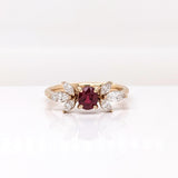 Beautiful Red Ruby Ring w Earth Mined Diamonds in Solid 14K Yellow Gold Oval 5x4
