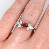 Beautiful Red Ruby Ring w Earth Mined Diamonds in Solid 14K Yellow Gold Oval 5x4