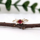 Beautiful Red Ruby Ring w Earth Mined Diamonds in Solid 14K Yellow Gold Oval 5x4