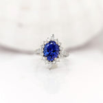 3.1ct Tanzanite Ring w Earth Mined Diamonds in Solid 14K Gold Oval 10x8mm