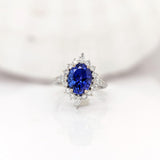 3.1ct Tanzanite Ring w Earth Mined Diamonds in Solid 14K Gold Oval 10x8mm