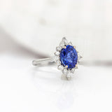 3.1ct Tanzanite Ring w Earth Mined Diamonds in Solid 14K Gold Oval 10x8mm