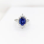 3.1ct Tanzanite Ring w Earth Mined Diamonds in Solid 14K Gold Oval 10x8mm