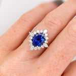 3.1ct Tanzanite Ring w Earth Mined Diamonds in Solid 14K Gold Oval 10x8mm