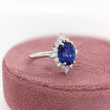 3.1ct Tanzanite Ring w Earth Mined Diamonds in Solid 14K Gold Oval 10x8mm