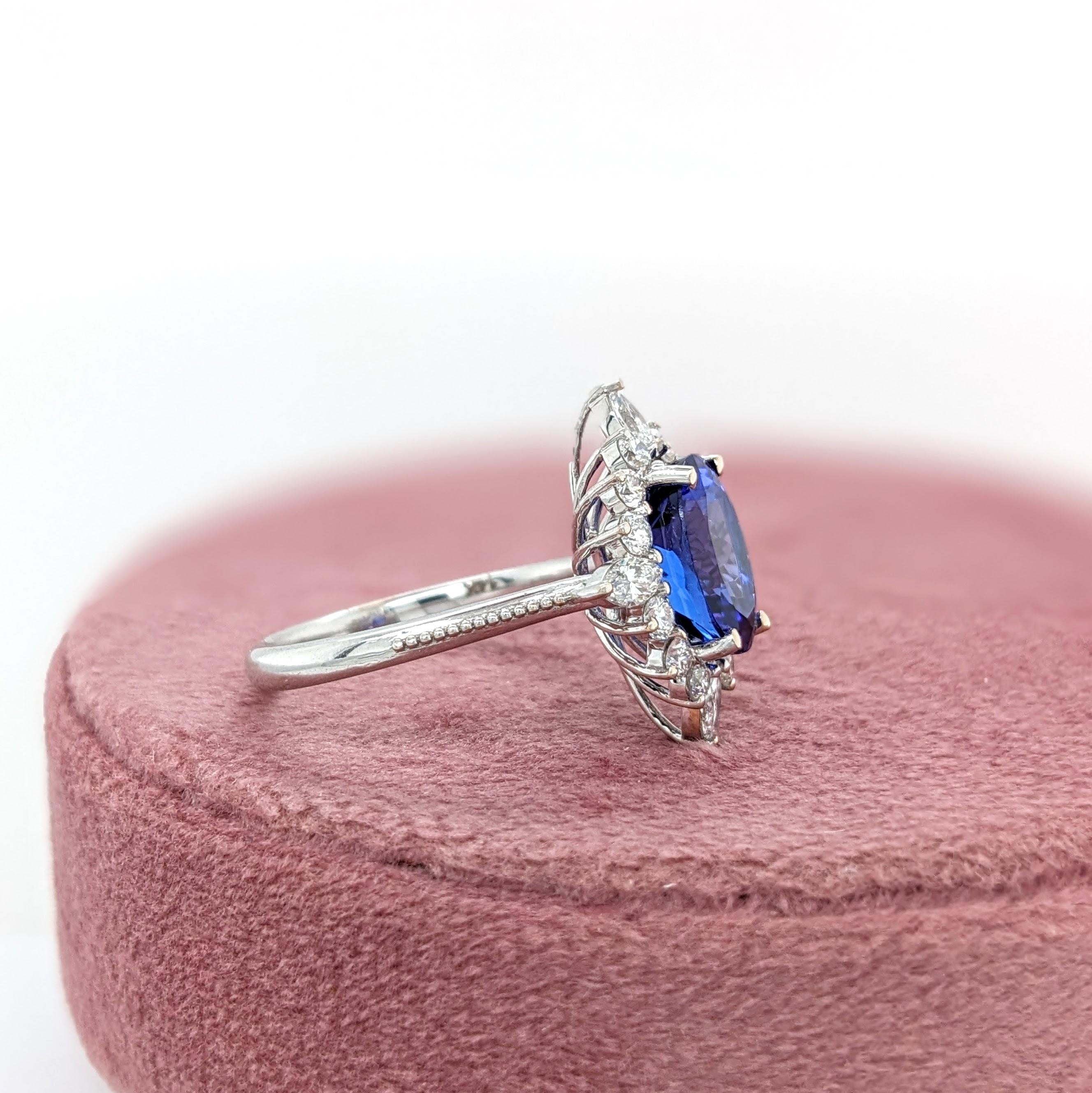 3.1ct Tanzanite Ring w Earth Mined Diamonds in Solid 14K Gold Oval 10x8mm