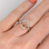 Ring Semi Mount w Earth Mined Diamonds in Solid 14K Gold | Pear Shape 9x6mm