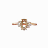 Ring Semi Mount w Earth Mined Diamonds in Solid 14K Gold | Oval 8x4mm