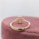 Ring Semi Mount w Earth Mined Diamonds in Solid 14K Gold | Oval 8x4mm