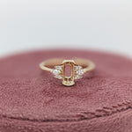 Ring Semi Mount w Earth Mined Diamonds in Solid 14K Gold | Oval 8x4mm