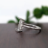 Butterfly Themed Emerald Cut Ring Setting in 14k Gold with Natural Diamond Accents | Emerald Cut 9x5mm, customizable