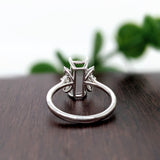 Butterfly Themed Emerald Cut Ring Setting in 14k Gold with Natural Diamond Accents | Emerald Cut 9x5mm, customizable