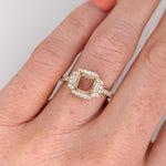 Ring Semi Mount w Earth Mined Diamonds in Solid 14K Gold | Emerald cut 6.5mm