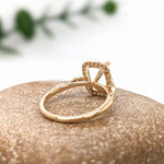 Ring Semi Mount w Earth Mined Diamonds in Solid 14K Gold | Cushion Cut 9x7mm