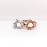 Trillion Cut Ring Semi Mount w Diamond Accents