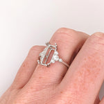 Ring Semi Mount w Earth Mined Diamonds in Solid 14K Gold | Cushion Cut 12x5.5mm