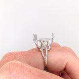 Statement Ring Mount in Solid 14K White Gold | Trillion 17mm