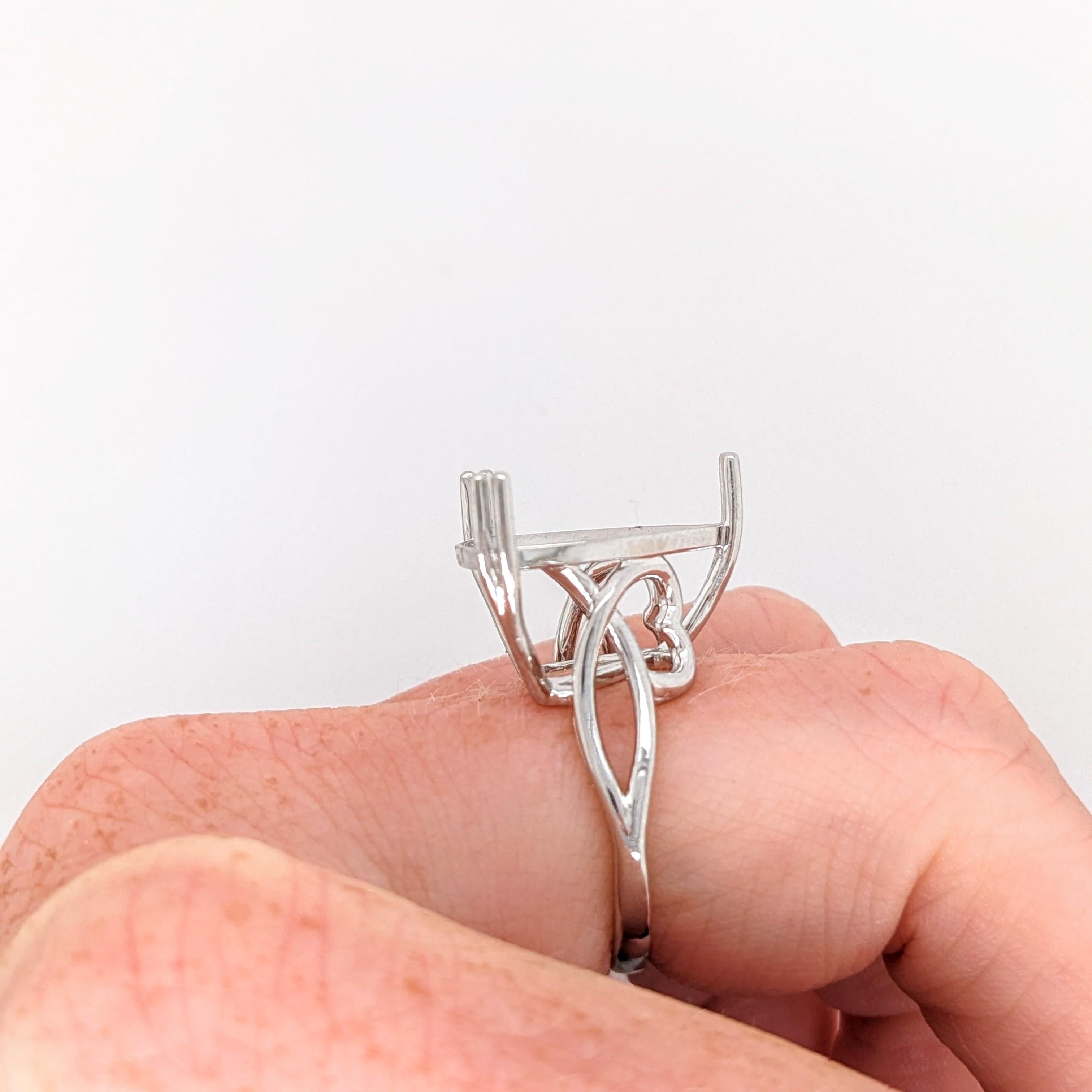 Statement Ring Mount in Solid 14K White Gold | Trillion 17mm