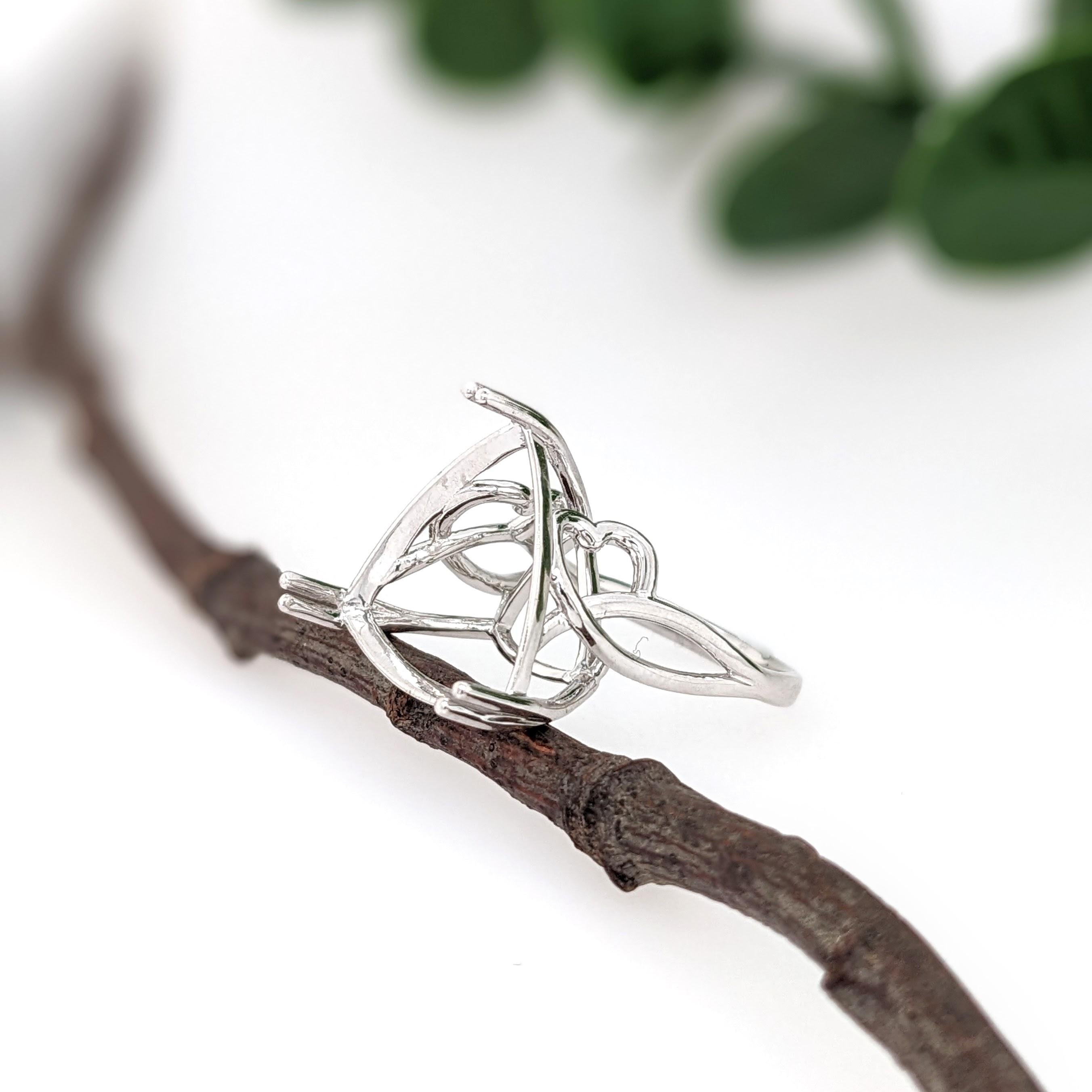 Statement Ring Mount in Solid 14K White Gold | Trillion 17mm