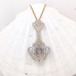 Pendant Semi Mount w Earth Mined Diamonds in Solid 14K Gold | Round 8.6mm