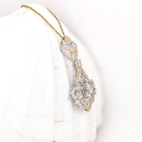 Pendant Semi Mount w Earth Mined Diamonds in Solid 14K Gold | Round 8.6mm