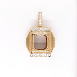 Pendant Semi Mount w Earth Mined Diamonds in Solid 14K Gold | EM 14.5x13mm