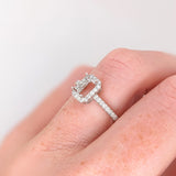 Natural Diamonds Halo Ring Setting: 14K Solid Gold, Customizable | Emerald Cut or Radiant Cut | Custom Sizes