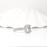 Natural Diamonds Halo Ring Setting: 14K Solid Gold, Customizable | Emerald Cut or Radiant Cut | Custom Sizes