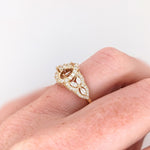 Ring Semi Mount w Earth Mined Diamonds in Solid 14K Gold Pear Shape 7x5mm