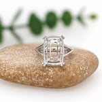 Solitaire Ring Mount in Solid 14K Gold | Cushion Cut 14x10mm