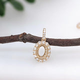 Pendant Semi Mount w Earth Mined Diamonds in Solid 14K Gold | Customizable