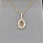 Pendant Semi Mount w Earth Mined Diamonds in Solid 14K Gold | Customizable