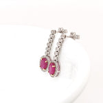 Beautiful Ruby Dangle Earrings w Earth Mined Diamonds in Solid 14K Gold Oval 7x5