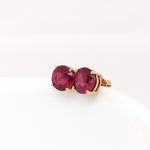 Beautiful Red Ruby Stud Earrings in Solid 14K Yellow Gold | Round 9mm