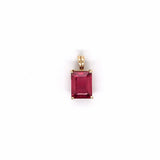 2.6ct Red Ruby Pendant in Solid 14K Yellow Gold | EM 9x7mm | Solitaire Pendant