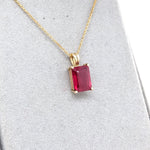 2.6ct Red Ruby Pendant in Solid 14K Yellow Gold | EM 9x7mm | Solitaire Pendant