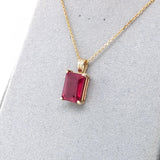 2.6ct Red Ruby Pendant in Solid 14K Yellow Gold | EM 9x7mm | Solitaire Pendant