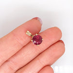 2.8ct Red Ruby Pendant in Solid 14K Yellow Gold | Round 8mm | Solitaire Pendant