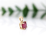 2.8ct Red Ruby Pendant in Solid 14K Yellow Gold | Round 8mm | Solitaire Pendant