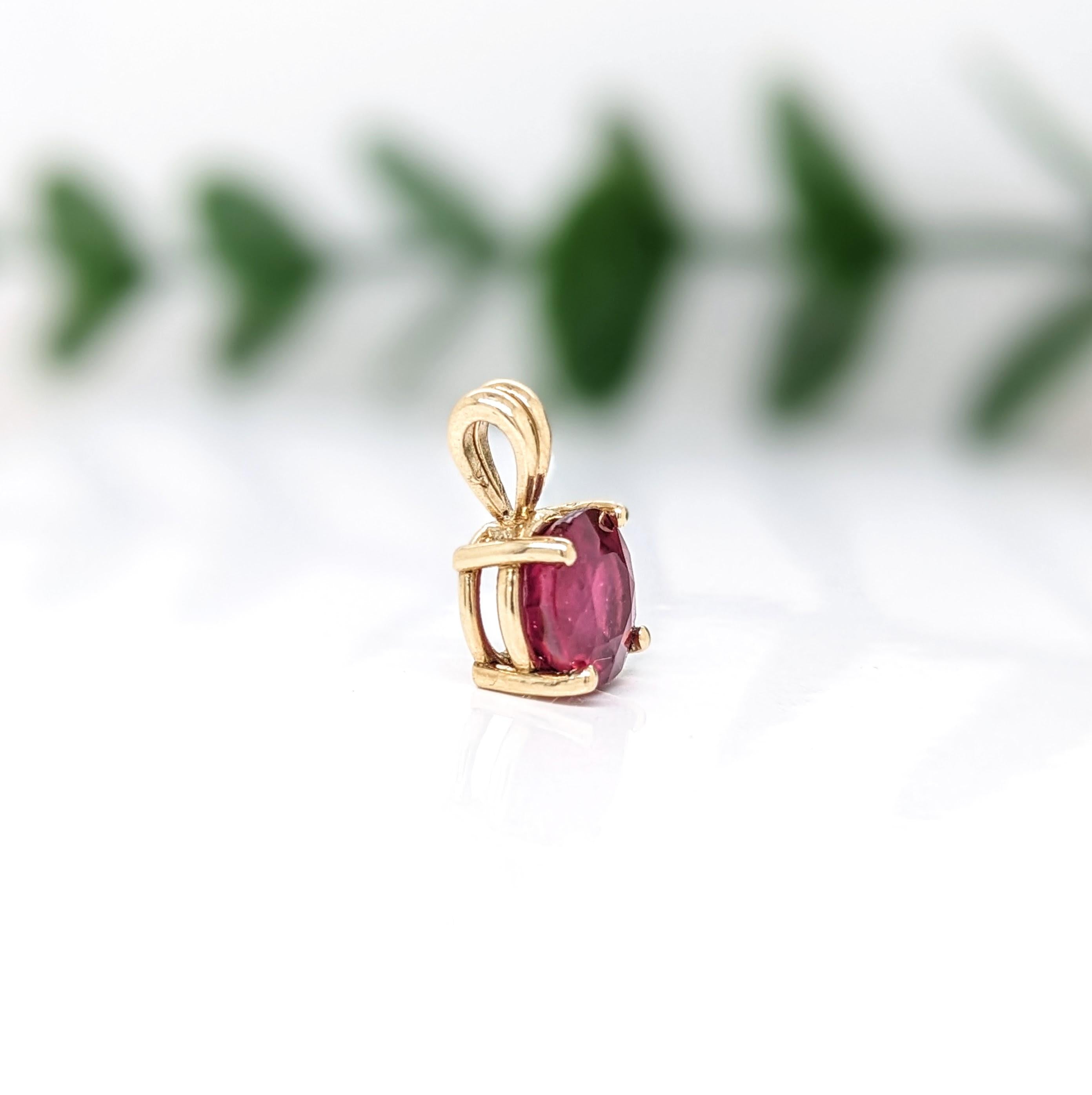 2.8ct Red Ruby Pendant in Solid 14K Yellow Gold | Round 8mm | Solitaire Pendant