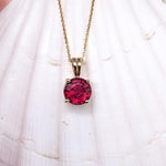 2.8ct Red Ruby Pendant in Solid 14K Yellow Gold | Round 8mm | Solitaire Pendant