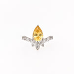 1.4ct Yellow Sapphire Ring w Earth Mined Diamonds in Solid 14K Gold | Pear 9x6mm