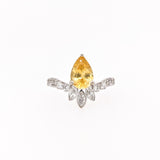 1.4ct Yellow Sapphire Ring w Earth Mined Diamonds in Solid 14K Gold | Pear 9x6mm